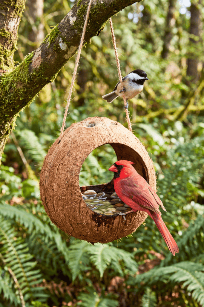 Natural Hanging Coconut Shell Water Station